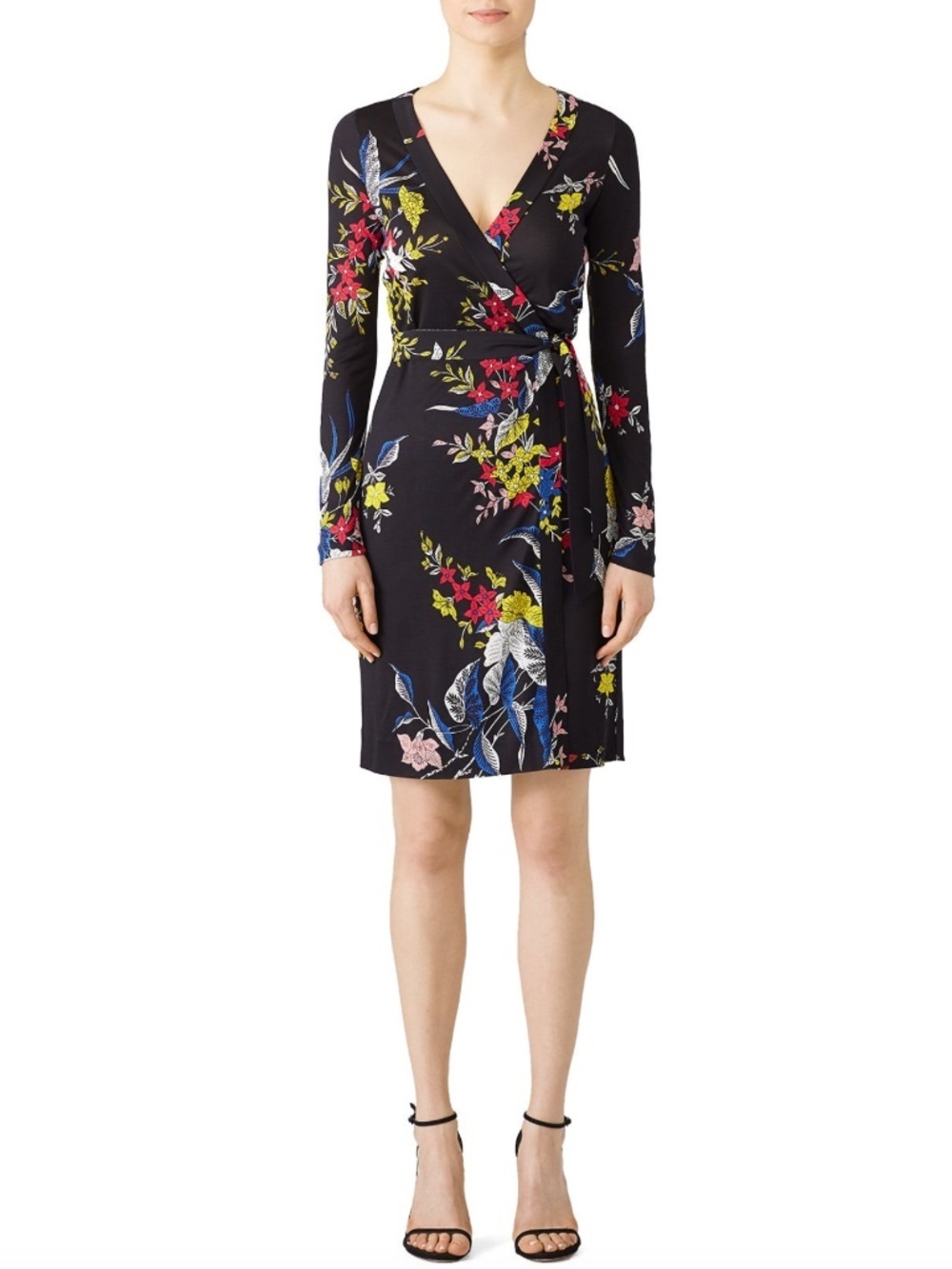 Diane von Furstenberg Camden Floral Long-Sleeve Silk Wrap Dress